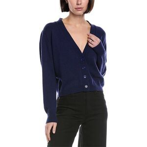Brodie Cashmere Womens  Boxy Little Wool & Cashmere-Blend Cardigan, Blue